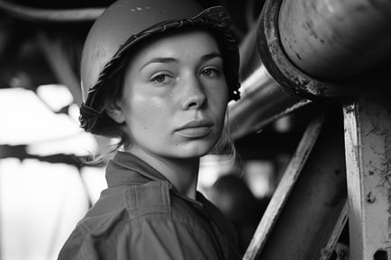 black-white-portrait-working-woman-celebration-labour-day